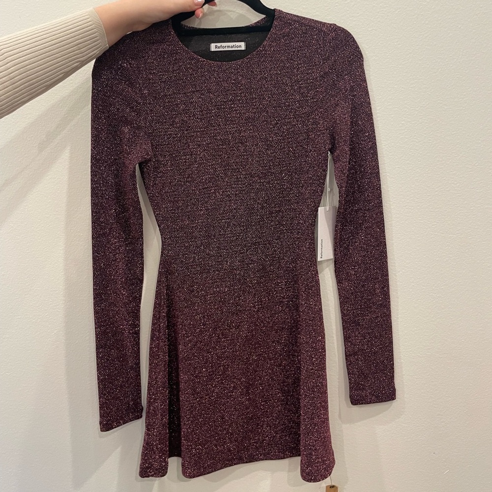 NWT Sparkly purple reformation mini dress